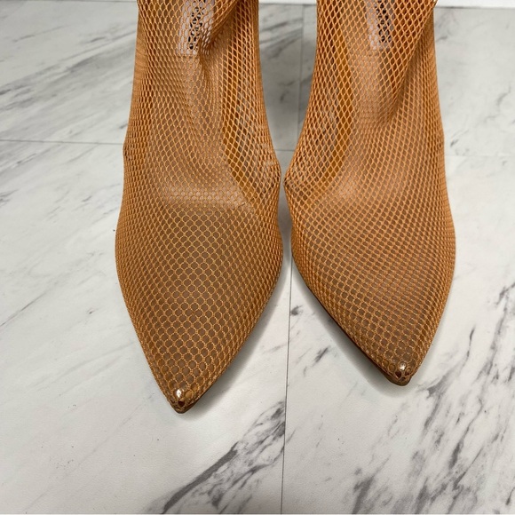 Steve Madden Vielo Orange Fish Net Pointy Toe Heeled Bootie 8 1/2 M - Picture 12 of 16